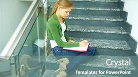  Presentation with academic writing - Amazing presentation theme having stairs of college and writing backdrop and a seafoam green colored foreground