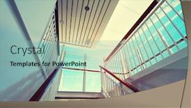  Presentation with luxury yacht - Slide set featuring stairs up on sundeck of the luxury yacht on sunny day background and a light blue colored foreground