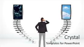  Presentation with undecided - Slide deck with stairway heaven - back of an undecided young background and a white colored foreground