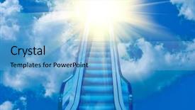  Presentation with stairway - Slide deck featuring stairway heaven - blue ladder to blue sky background and a light blue colored foreground