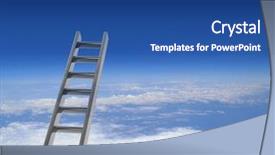  Presentation with way - Colorful presentation design enhanced with stairway heaven - blue sky with clouds backdrop and a ocean colored foreground