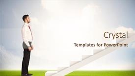  Presentation with white and black figures climbing ladders - Slide deck consisting of stairway heaven - business person climbing up background and a cream colored foreground