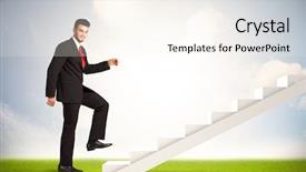  Presentation with white and black figures climbing ladders - Colorful slides enhanced with stairway heaven - business person climbing up backdrop and a cream colored foreground