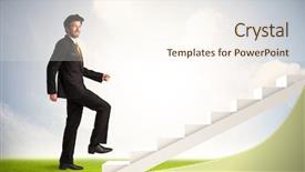  Presentation with white and black figures climbing ladders - Audience pleasing slide deck consisting of stairway heaven - business person climbing up backdrop and a cream colored foreground