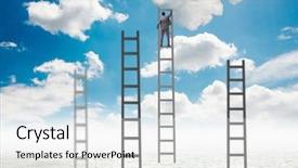  Presentation with climbing stairs - Amazing presentation design having stairway heaven - businessman climbing stairs backdrop and a white colored foreground
