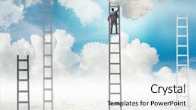  Presentation with climbing stairs - Audience pleasing theme consisting of stairway heaven - businessman climbing stairs backdrop and a white colored foreground