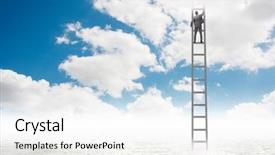  Presentation with climbing stairs - PPT theme featuring stairway heaven - businessman climbing stairs background and a sky blue colored foreground