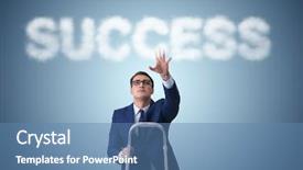  Presentation with businessman climbing the career ladder - Slide deck featuring stairway heaven - businessman reaching success with career background and a teal colored foreground