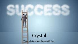  Presentation with businessman climbing the career ladder - Cool new theme with stairway heaven - businessman reaching success with career backdrop and a light blue colored foreground
