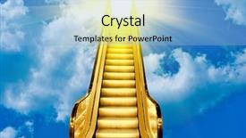  Presentation with heaven - Beautiful PPT theme featuring stairway heaven - golden ladder to blue sky backdrop and a light blue colored foreground