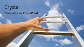  Presentation with stairway - Cool new presentation theme with stairway heaven - hand scrambling a ladder blue backdrop and a light blue colored foreground