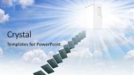  Presentation with stairway - Presentation theme featuring stairway heaven - success ladder in the sky background and a light blue colored foreground