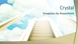  Presentation with sunshine - PPT layouts with stairway heaven - white sparse clouds over blue background and a cool aqua colored foreground
