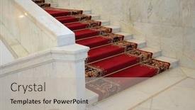  Presentation with stairway - Amazing PPT theme having stairway inside apartments backdrop and a light gray colored foreground