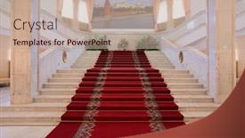  Presentation with stairway - Theme with stairway-inside-luxury-apartments background and a coral colored foreground