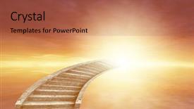  Presentation with stairway - PPT theme having stairway leading up to heavenly background and a red colored foreground