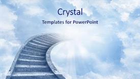  Presentation with stairway - PPT theme enhanced with stairway leading up to heavenly background and a sky blue colored foreground