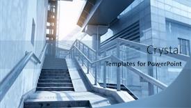  Presentation with office images - Audience pleasing slide deck consisting of lannister - stairway of modern office building backdrop and a teal colored foreground