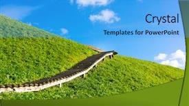  Presentation with stairway - Audience pleasing theme consisting of stairway to heaven kernave lithuania backdrop and a light blue colored foreground