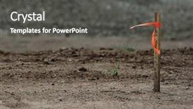  Presentation with cost saving construction - PPT layouts consisting of stake with ribbon at construction background and a dark gray colored foreground