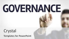  Presentation with governance - Audience pleasing PPT layouts consisting of stakeholders - business man pointing to transparent backdrop and a white colored foreground
