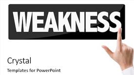  Presentation with weakness - Cool new slide deck with stakeholders - businessman pressing button backdrop and a white colored foreground