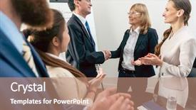  Presentation with managers - Amazing presentation design having stakeholders - two middle-aged business managers shaking backdrop and a coral colored foreground