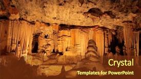  Presentation with caves - Audience pleasing PPT theme consisting of stalactite - limestone formations in the main backdrop and a tawny brown colored foreground