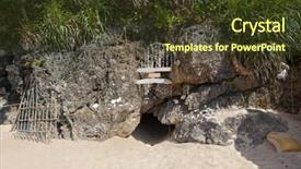  Presentation with boracay beach - PPT theme consisting of stalagtite - cave at puka beach background and a tawny brown colored foreground