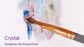  Presentation with artist - Presentation design consisting of stale - artist paints picture close-up background and a sky blue colored foreground