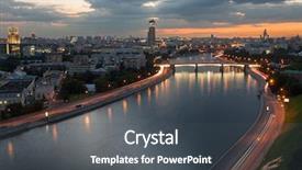  Presentation with cable stayed bridge over river - Cool new presentation theme with stalin - borodinsky bridge with illumination backdrop and a dark gray colored foreground