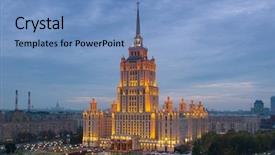  Presentation with stalin - Cool new PPT layouts with stalin skyscraper - ukraine hotel backdrop and a light blue colored foreground