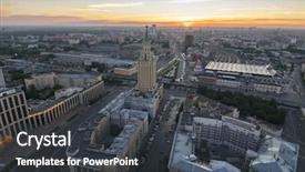  Presentation with morning sunrise - Beautiful slide set featuring stalin skyscraper on komsomolskaya square backdrop and a dark gray colored foreground
