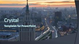  Presentation with skyscraper - Presentation theme with stalin skyscraper with star background and a ocean colored foreground