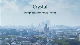  Presentation with stalin - Presentation theme having stalin skyscrapers churches and panorama background and a sky blue colored foreground