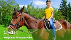  Presentation with stallion - Beautiful PPT theme featuring stallion - boy is riding a horse backdrop and a tawny brown colored foreground