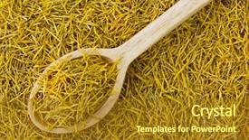  Presentation with indian tea - Presentation theme consisting of stamens - dried sacred indian lotus yellow background and a gold colored foreground