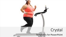  Presentation with running treadmill - Slide set with stamina - full length profile shot background and a white colored foreground