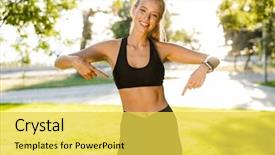  Presentation with hunting conceptual outdoor sports - PPT theme with stamina - image of happy beautiful young background and a yellow colored foreground