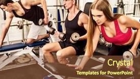  Presentation with bare breasted woman - Audience pleasing presentation design consisting of stamina - woman holding dumbbell workout backdrop and a tawny brown colored foreground