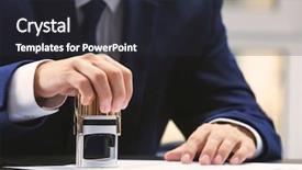  Presentation with public document - Slides having stamp - notary public in office stamping background and a dark gray colored foreground