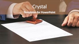  Presentation with notary - Audience pleasing PPT theme consisting of stamp - notary public in office stamping backdrop and a coral colored foreground