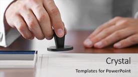  Presentation with public document - Presentation with stamp - notary public in office stamping background and a light gray colored foreground