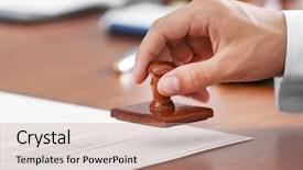  Presentation with notary - PPT theme featuring stamp - notary public in office stamping background and a coral colored foreground