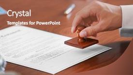  Presentation with public document - Audience pleasing presentation theme consisting of stamp - notary public in office stamping backdrop and a red colored foreground