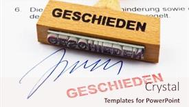  Presentation with divorced - Cool new slide set with stamp-made-of-wood-lying backdrop and a lemonade colored foreground