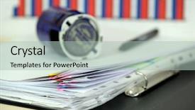  Presentation with stamp - Audience pleasing theme consisting of stamp on a document backdrop and a mint green colored foreground