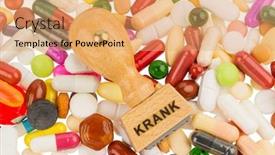  Presentation with leave - PPT theme consisting of stamp on colorful tablets symbol photo for illness sick leave and drugs background and a coral colored foreground