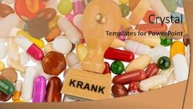  Presentation with stamp - Beautiful slide set featuring substance interaction - stamp on colorful tablets symbol backdrop and a coral colored foreground