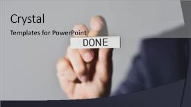  Presentation with young - Slide deck consisting of stamp with the text done background and a light gray colored foreground